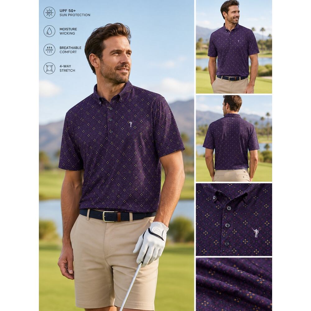 William Murray Golf Polo Shirt Mens XXL Keep Em Coming Bill Performance UPF 50+